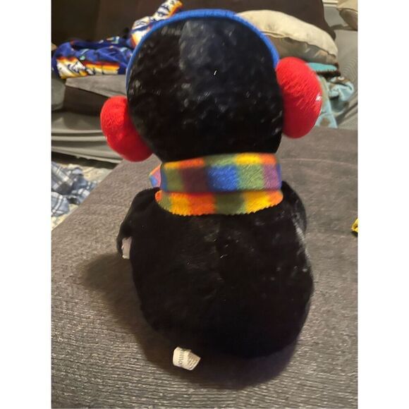 Commonwealth Plush Multicolor Stuffed Penguin with Red Ear Muffs Plaid Scarf 18” - Picture 13 of 13